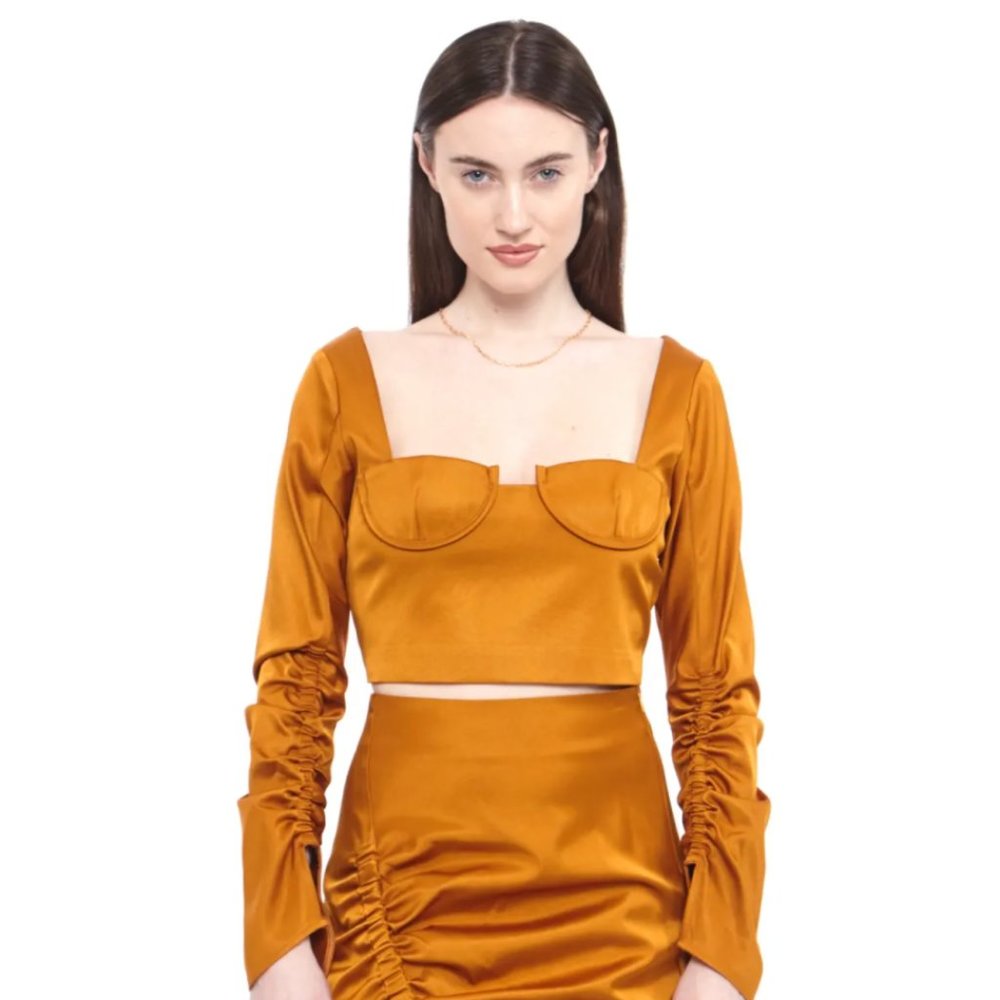 Cognac Bustier Top by Hilary MacMillan - Picture 3 of 8